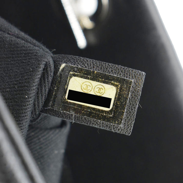 CHANEL Leather Shopping Black Tote Bag logo view