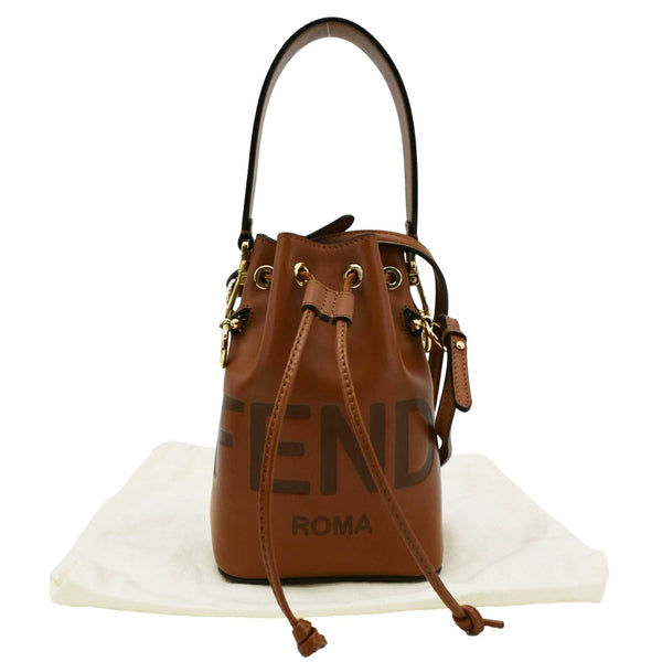 FENDI Mon Tresor Leather Bucket Hobo Bag Brown