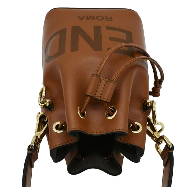 FENDI Mon Tresor Leather Bucket Hobo Bag Brown