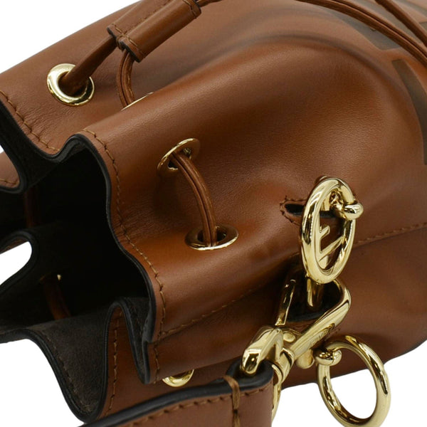 FENDI Mon Tresor Leather Bucket Hobo Bag Brown