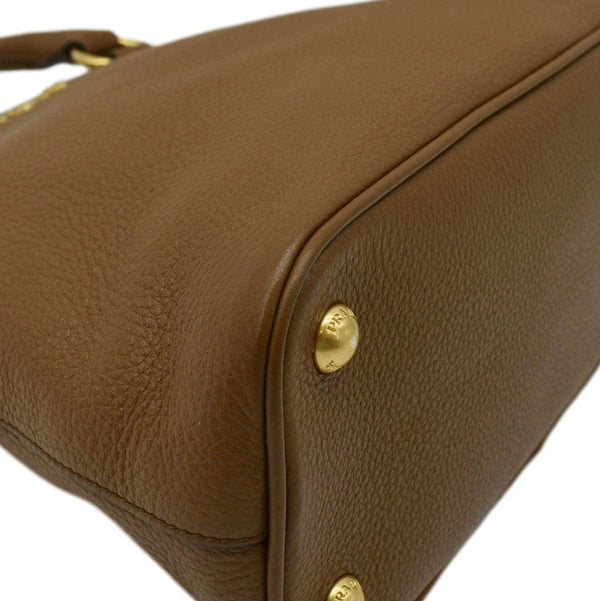 PRADA Vitello Daino Leather Tote Bag Brown