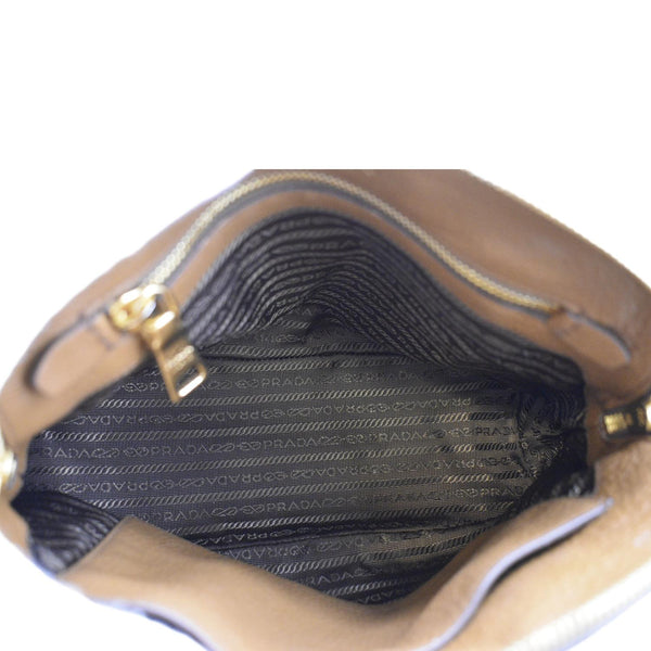 PRADA Vitello Daino Leather Tote Bag Brown