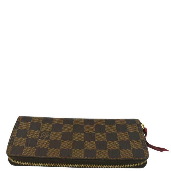 LOUIS VUITTON Clemence Damier Ebene Zippy Wallet Brown
