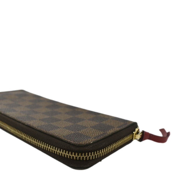 LOUIS VUITTON Clemence Damier Ebene Zippy Wallet Brown