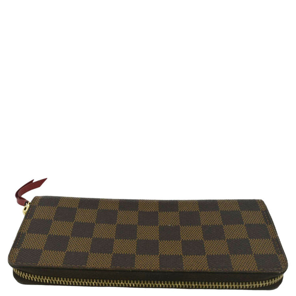 LOUIS VUITTON Clemence Damier Ebene Zippy Wallet Brown