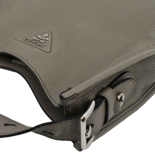 PRADA Leather Shoulder Bag Clay Grey