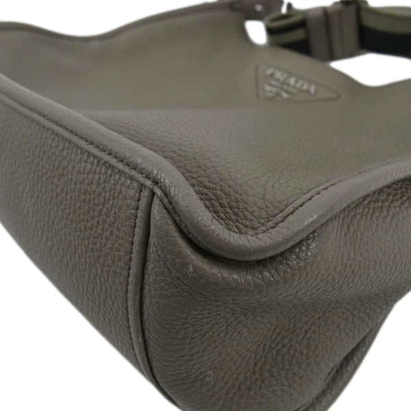 PRADA Leather Shoulder Bag Clay Grey