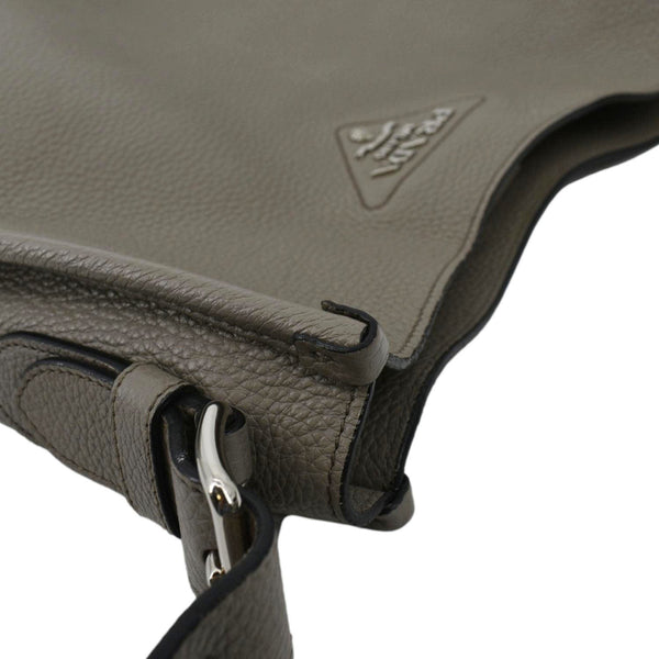PRADA Leather Shoulder Bag Clay Grey