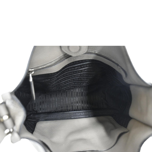 PRADA Leather Shoulder Bag Clay Grey