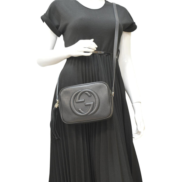 GUCCI Soho Disco Leather Crossbody Bag Black 308364