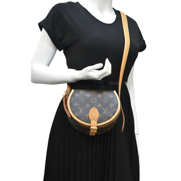 LOUIS VUITTON Tambourin Monogram Canvas Crossbody Bag Brown