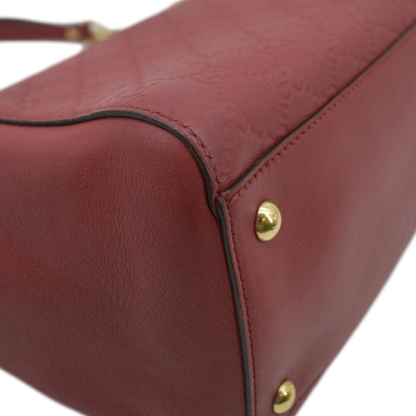 GUCCI Large Soft Signature Leather Chain Shoulder Tote Bag Red 453771