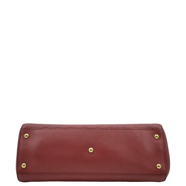 GUCCI Large Soft Signature Leather Chain Shoulder Tote Bag Red 453771