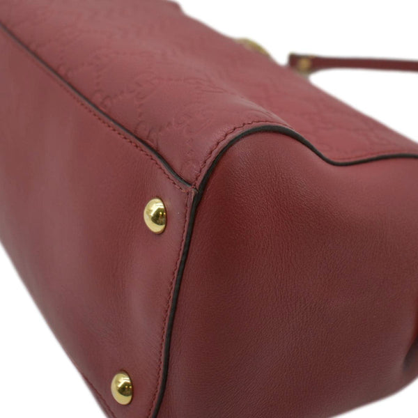 GUCCI Large Soft Signature Leather Chain Shoulder Tote Bag Red 453771