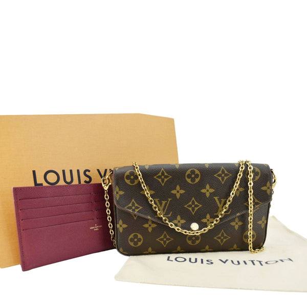 LOUIS VUITTON Felicie Pochette Monogram Canvas Crossbody Bag Brown