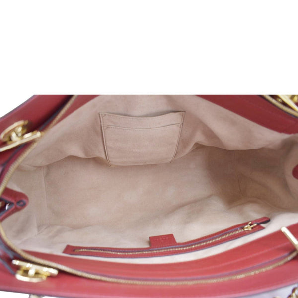 GUCCI Large Soft Signature Leather Chain Shoulder Tote Bag Red 453771