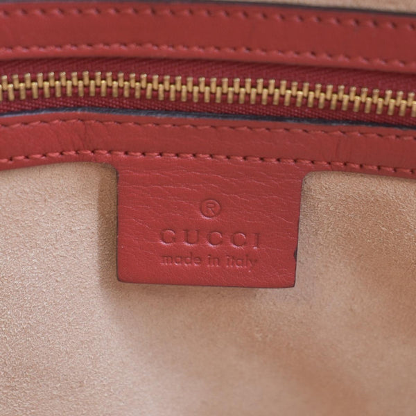 GUCCI Large Soft Signature Leather Chain Shoulder Tote Bag Red 453771