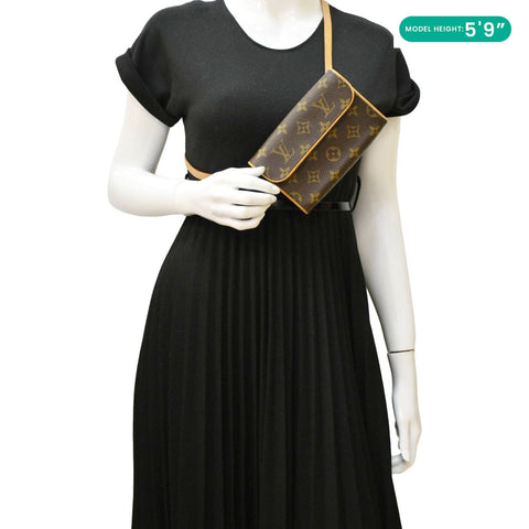 LOUIS VUITTON Pochette Florentine Monogram Canvas Waist Bag Brown