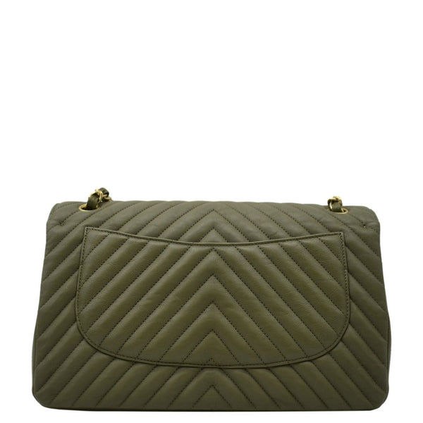 CHANEL Classic Jumbo Crossbody Bag Olive back side