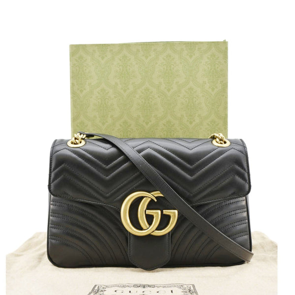GUCCI GG Marmont Medium Matelasse Shoulder Bag Black 443496