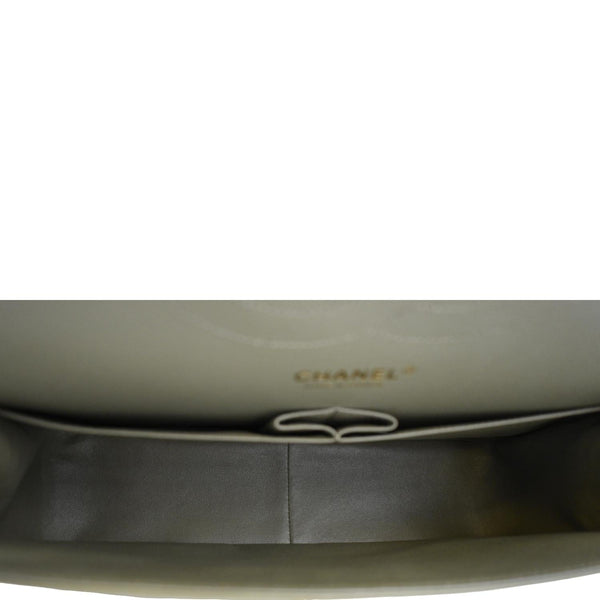 CHANEL Classic Jumbo Flap Chevron Leather Crossbody Bag Olive