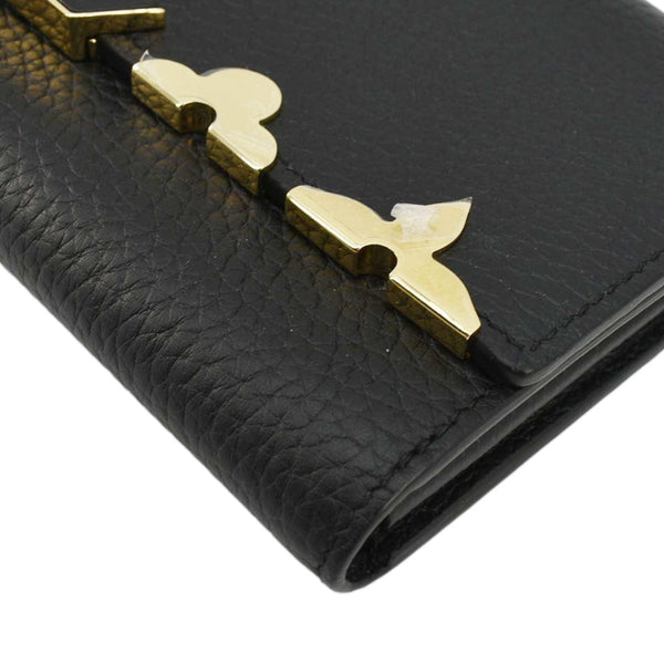 LOUIS VUITTON Capucines Crown Flowers Taurillon Leather Wallet Black