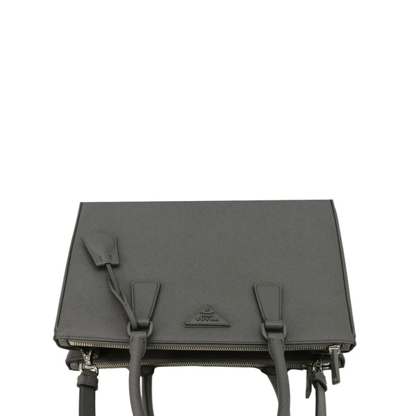 PRADA Galleria Double-Zip Medium Saffiano Leather Tote Bag Grey