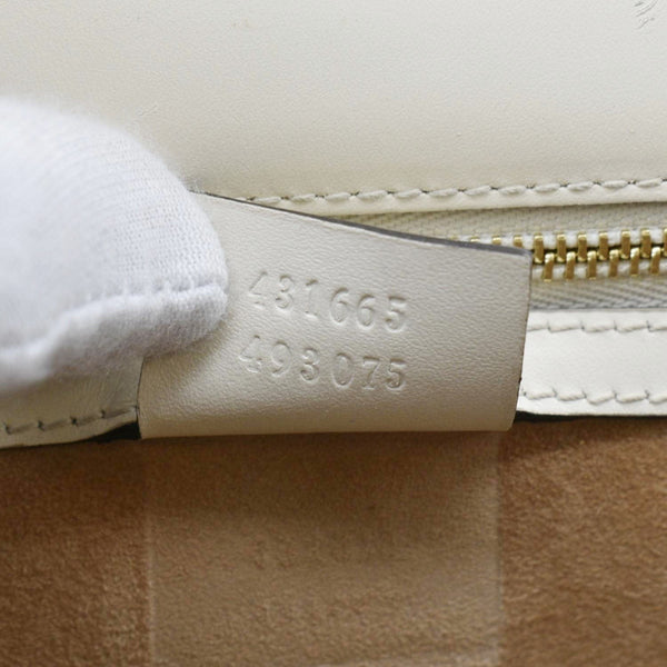 GUCCI Sylvie Medium GG Signature Leather Top Handle Shoulder Bag Off White 431665