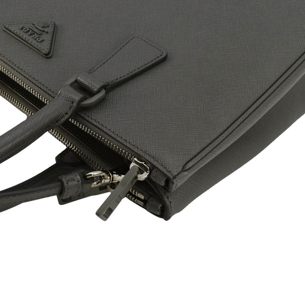 PRADA Galleria Double-Zip Medium Saffiano Leather Tote Bag Grey