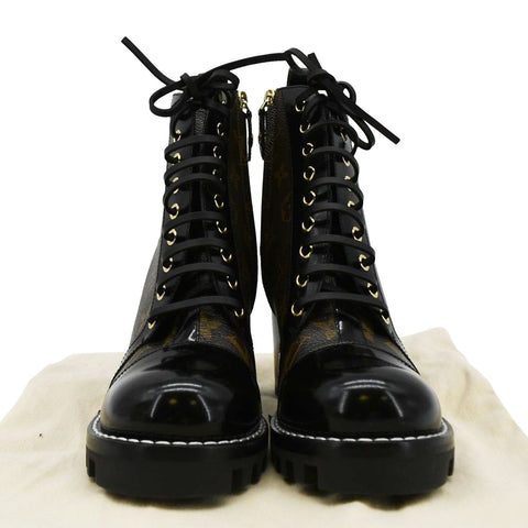 LOUIS VUITTON Star Trail Monogram Canvas Ankle Boot Black 38.5