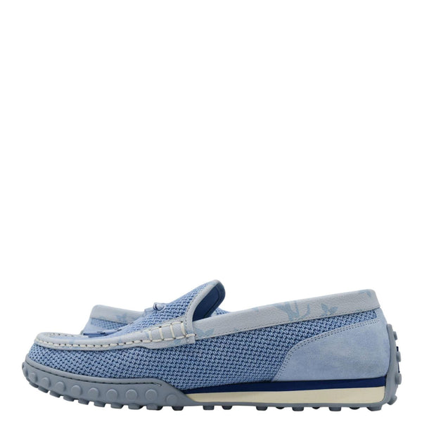 LOUIS VUITTON LV Racer Moccasin Perforated Leather Loafers Light Blue US 10.5