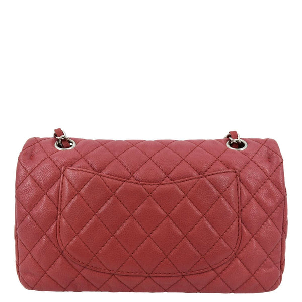 CHANEL Classic Medium Double Flap Quilted Caviar Leather Shoulder Bag Red