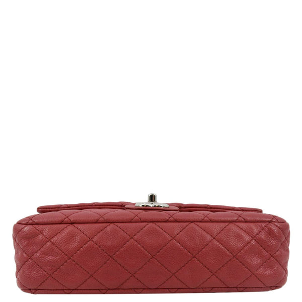 CHANEL Classic Medium Double Flap Quilted Caviar Leather Shoulder Bag Red