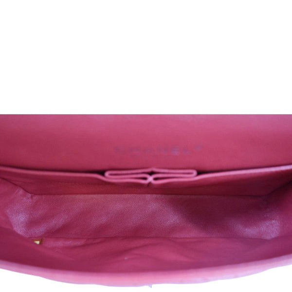 CHANEL Classic Medium Double Flap Quilted Caviar Leather Shoulder Bag Red