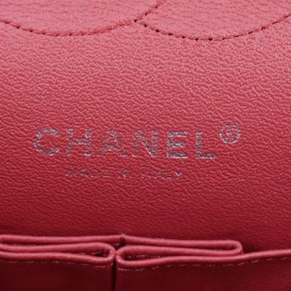 CHANEL Classic Medium Double Flap Quilted Caviar Leather Shoulder Bag Red