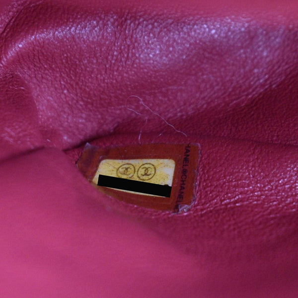 CHANEL Classic Medium Double Flap Quilted Caviar Leather Shoulder Bag Red