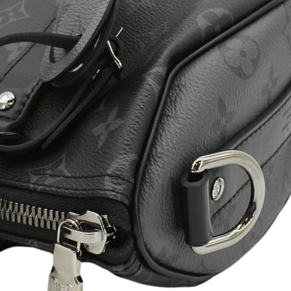 LOUIS VUITTON Keepall 25 Bandouliere Monogram Eclipse Reverse Canvas Crossbody Bag Black