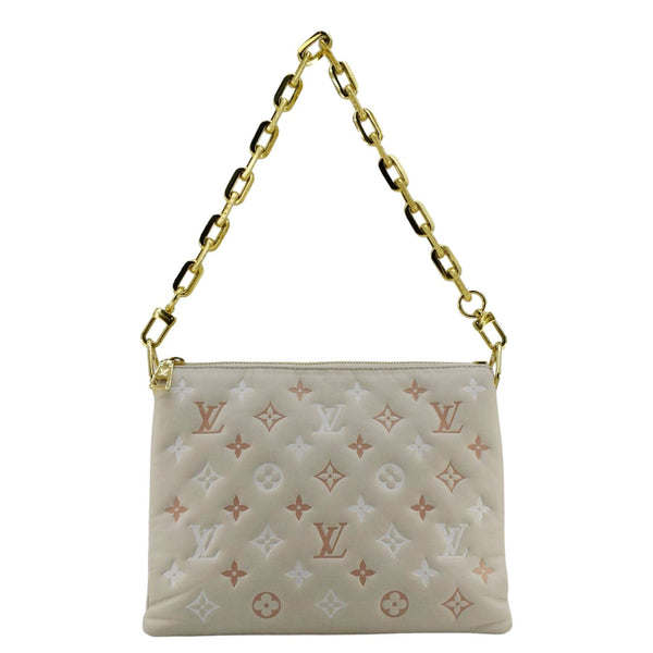 LOUIS VUITTON Coussin PM Monogram Embossed Leather Shoulder Bag Off White