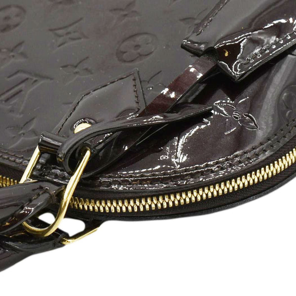 LOUIS VUITTON Alma BB Monogram Vernis Satchel Bag Dark Purple zip look