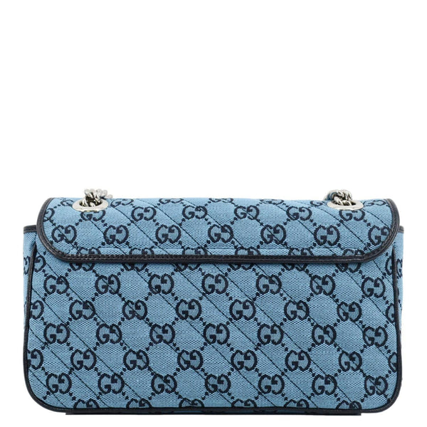 GUCCI GG Marmont Small Matelasse Canvas Shoulder Bag Blue 443497
