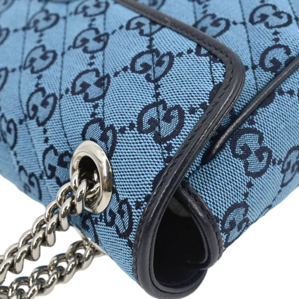 GUCCI GG Marmont Small Matelasse Canvas Shoulder Bag Blue 443497