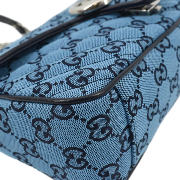GUCCI GG Marmont Small Matelasse Canvas Shoulder Bag Blue 443497