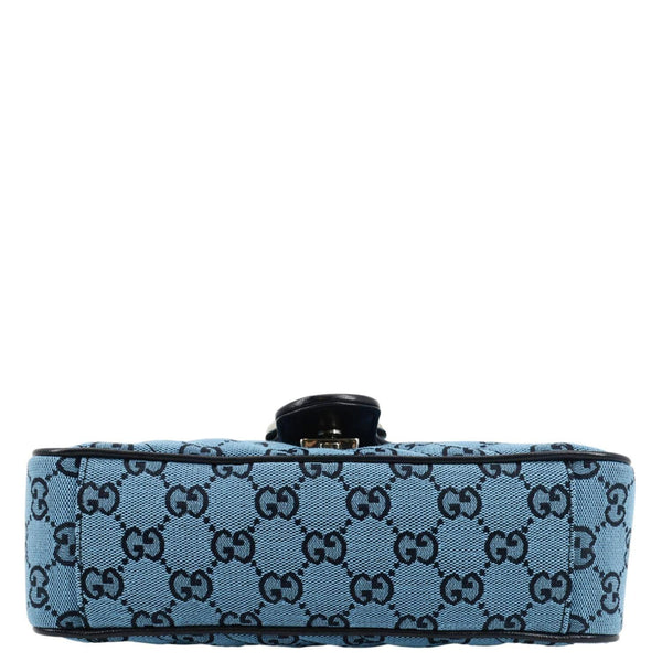 GUCCI GG Marmont Small Matelasse Canvas Shoulder Bag Blue 443497