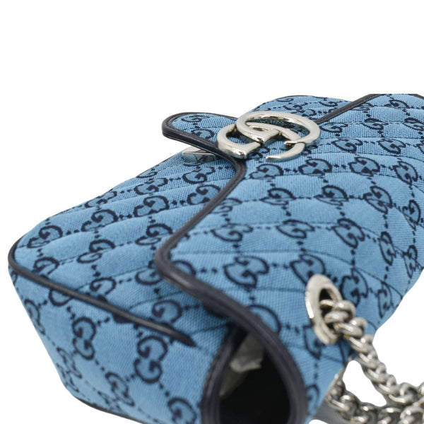 GUCCI GG Marmont Small Matelasse Canvas Shoulder Bag Blue 443497
