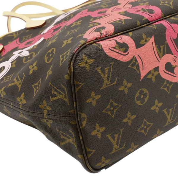 LOUIS VUITTON Neverfull MM Bay Chain Monogram Canvas Tote Bag Fuchsia