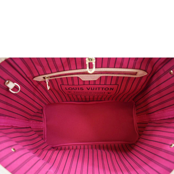 LOUIS VUITTON Neverfull MM Bay Chain Monogram Canvas Tote Bag Fuchsia
