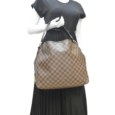 LOUIS VUITTON Delightful MM Damier Ebene Hobo Bag Brown