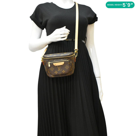 LOUIS VUITTON Mini Monogram Canvas Bumbag Brown dummy look