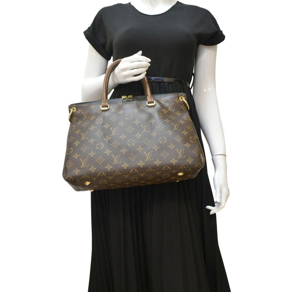 LOUIS VUITTON Pallas MM Monogram Canvas Shoulder Bag Brown