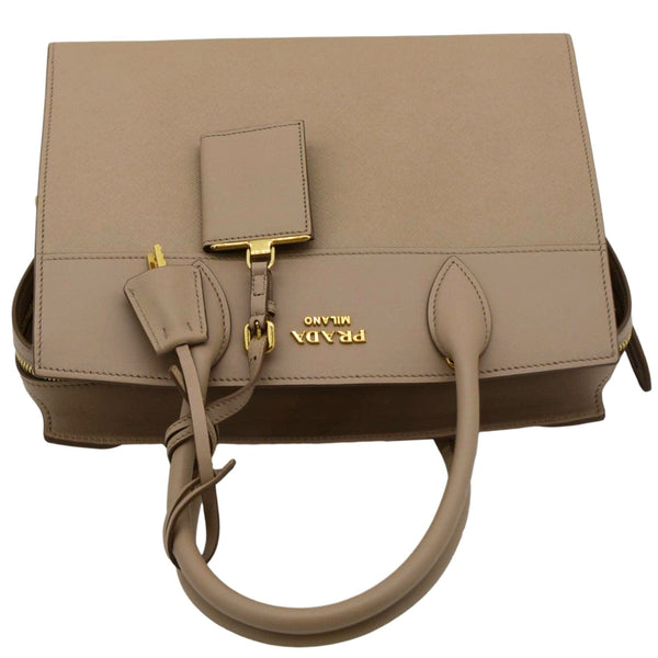 PRADA Esplanade Medium Saffiano Leather Shoulder Bag Beige